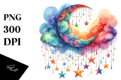 Vibrant Moon with Flowers PNG Product Image 1