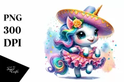 Colorful Baby Unicorn Salsa Dancer PNG Product Image 1