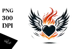 Brush Style Heart with Wings PNG Product Image 1