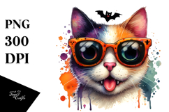 Spooky Cat with Bat Sunglasses PNG Product Image 1
