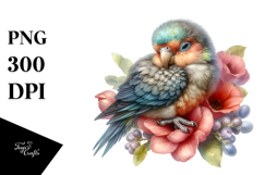 Baby Parrot Sleeping on Flower PNG Product Image 1