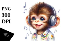 Cute Energetic Baby Monkey, High-Res PNG Product Image 1