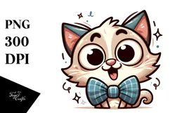 Cartoony Cat with Bow Tie PNG Product Image 1