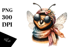Boho Bee Watercolor Portrait Clipart Product Image 1