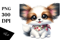 Baby Cartoon Papillon with Big Eyes, Watercolor PNG Product Image 1