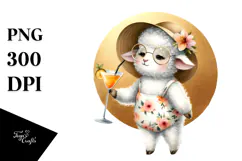 Hipster Lamb Drinking Cocktail, High-Res PNG Product Image 1