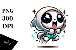 Cute Cartoon Reaper on Beach, Transparent PNG Product Image 1
