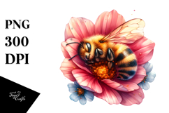 Sleeping Baby Bee in Flower Petals | Sublimation | Clipart Product Image 1