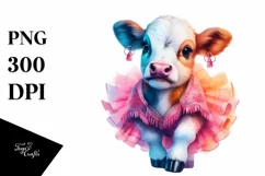 Colorful Baby Cow with Paso Doble Dancer Costume PNG Product Image 3
