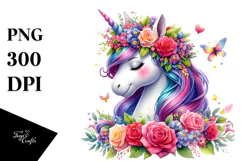 Happy Baby Unicorn with Floral Wreath Product Image 1