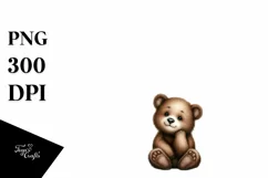 Funny Cute Baby Bear Sitting in Front of Barn | Watercolor Product Image 3