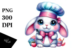 Colorful Vibrant Bunny with Big Eyes, PNG Product Image 1