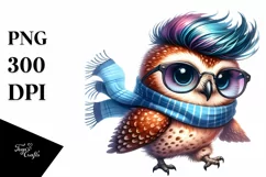 Cute Baby Owl Running PNG Product Image 1
