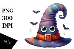 Funny Watercolor Halloween Hat Clipart Product Image 3