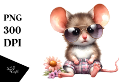 Sitting Baby Mouse with Sunglasses | Sublimation | Clipart Product Image 1