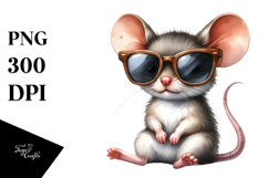 Sitting Baby Mouse with Sunglasses | Sublimation | Clipart Product Image 1