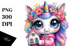 Cute Baby Unicorn with Tiny Hose PNG Product Image 1