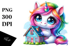 Cute Baby Unicorn with Tiny Hose PNG Product Image 1