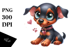 Baby Doberman Pinscher with Big Eyes PNG Product Image 1