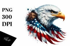Patriotic Bald Eagle USA Colors Watercolor Product Image 1