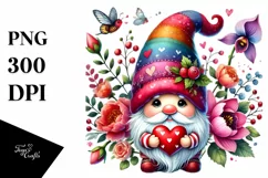 Cute Valentines Gnome Heart PNG Product Image 1