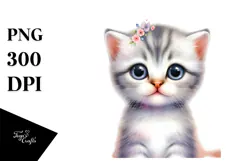 Watercolor Christmas Cat, Transparent PNG Product Image 1