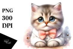 Watercolor Baby Cat with Big Eyes, Transparent PNG Product Image 1