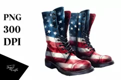 USA Color Boots Watercolor | Sublimation Clipart Product Image 1