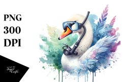 Colorful Swan with Scuba Helmet | Sublimation Clipart Product Image 1