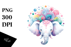 Summer Elephant Baby Watercolor Wimsical Clipart Product Image 1
