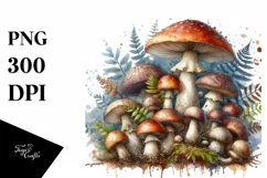 Mushroom Watercolor Splash PNG Product Image 1