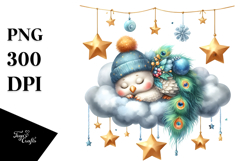 Summer Cloud Stars Peacock Baby Whimsical Clipart Product Image 1