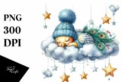 Watercolor Whimsical Baby Peacock | Sublimation | Clipart Product Image 4