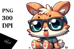 Silly Cartoon Rabbit with Oversized Sunglasses PNG Product Image 1