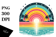 Retro Tropical Rainbow Sunset PNG Product Image 1