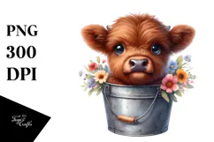Cute Baby Highland Cow PNG Product Image 1