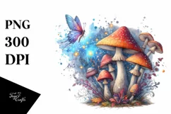 Magical Mushroom Watercolor Splash PNG Product Image 1
