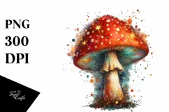 Magical Mushroom Watercolor Splash PNG Product Image 3