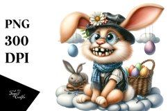 Leather Bunny on Cloud with Eggs PNG Product Image 1