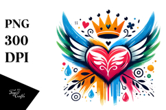 Simple Heart with Wings, Transparent PNG Product Image 1