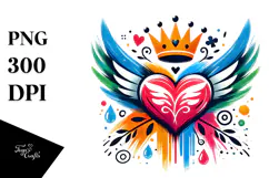 Simple Heart with Wings, Transparent PNG Product Image 1