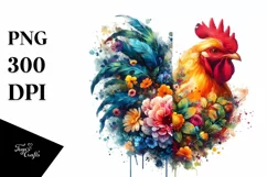 Vibrant Chicken Flowers Artistic Watercolor Product Image 1