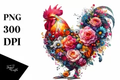 Vibrant Chicken Flowers Artistic Watercolor Product Image 1