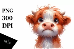 Funny Baby Face Expressive Highland Cow PNG Product Image 3