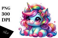 Joyful Baby Unicorn PNG Product Image 1