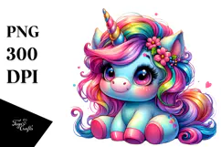 Joyful Baby Unicorn PNG Product Image 1