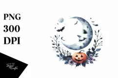 Whimsical Haloween Moon Clipart | Watercolor Clipart Product Image 3