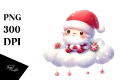 Cute Vintage Santa on a Cloud, Transparent PNG Product Image 3