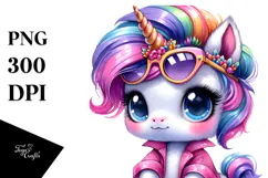 Vibrant Cute Baby Unicorn Playing, PNG Product Image 1
