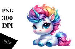 Vibrant Cute Baby Unicorn Playing, PNG Product Image 1